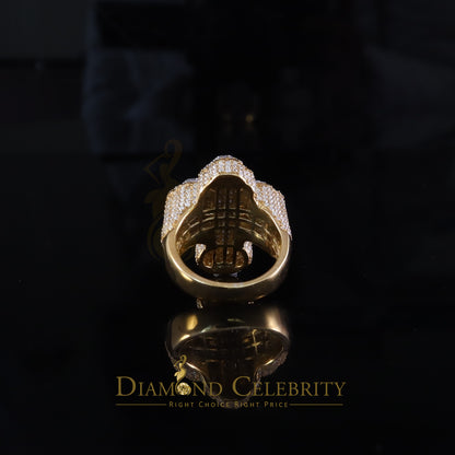 DiamondCelebritees New 925 Sterling Silver 6.00ct VVS D Moissanite Rings Size 10 Yellow Cross Men's