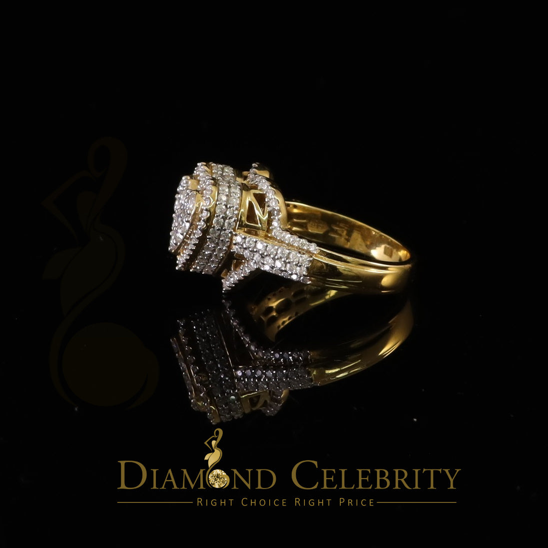 DiamondCelebritees 925 Silver Yellow 2.50CT Women's VVS 'D' Moissanite 3D Double Heart Ring Size7