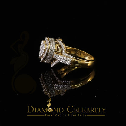 DiamondCelebritees 925 Silver Yellow 2.50CT Women's VVS 'D' Moissanite 3D Double Heart Ring Size7