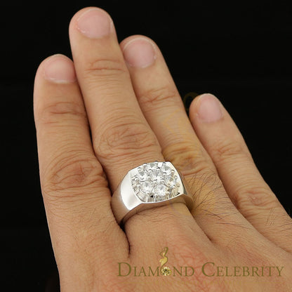 DiamondCelebritees Men's 925 Sterling White Silver Floral 2.30ct Cubic Zirconia Style Ring Size 9