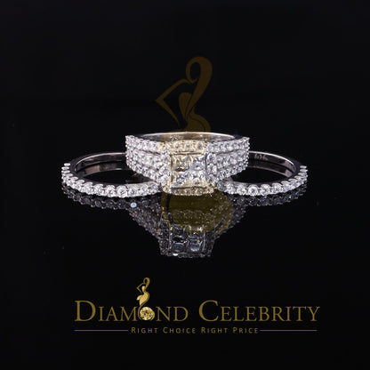 DiamondCelebritees 6.56ct Cubic Zirconia White 925 Silver Wedding 3PC Bridal Womens Ring Size 8