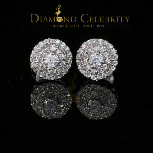 DiamondCelebritees  White Sterling Silver 0.78ct Cubic Zirconia Ladies 925 Hip Hop Round Earrings