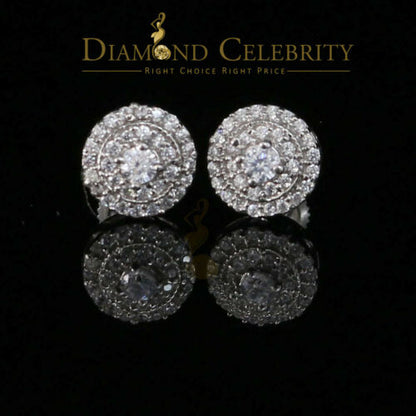 DiamondCelebritees  White Sterling Silver 0.78ct Cubic Zirconia Ladies 925 Hip Hop Round Earrings