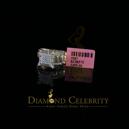 DiamondCelebritees 925 Yellow Square 2.34 ct Cubic Zirconia Silver Engagement Men's Ring Size 8