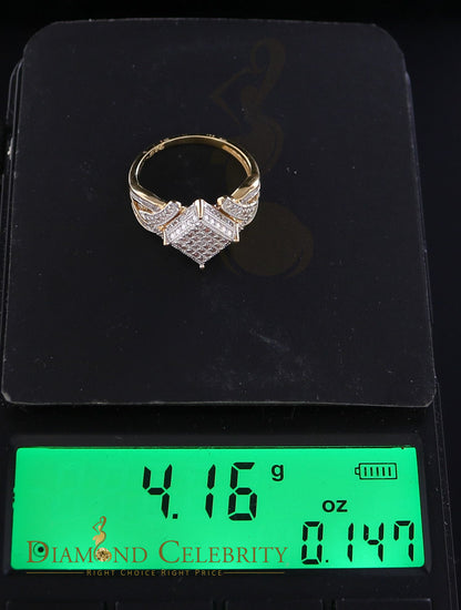 DiamondCelebritees Yellow 925 Silver 0.50 CT Real Diamond Engagement Womens Square Ring Size 7