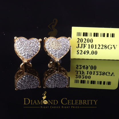 DiamondCelebritees 0.10ct Diamond 925 Yellow Silver for Men's & Womens Stud Heart Cluster Earring