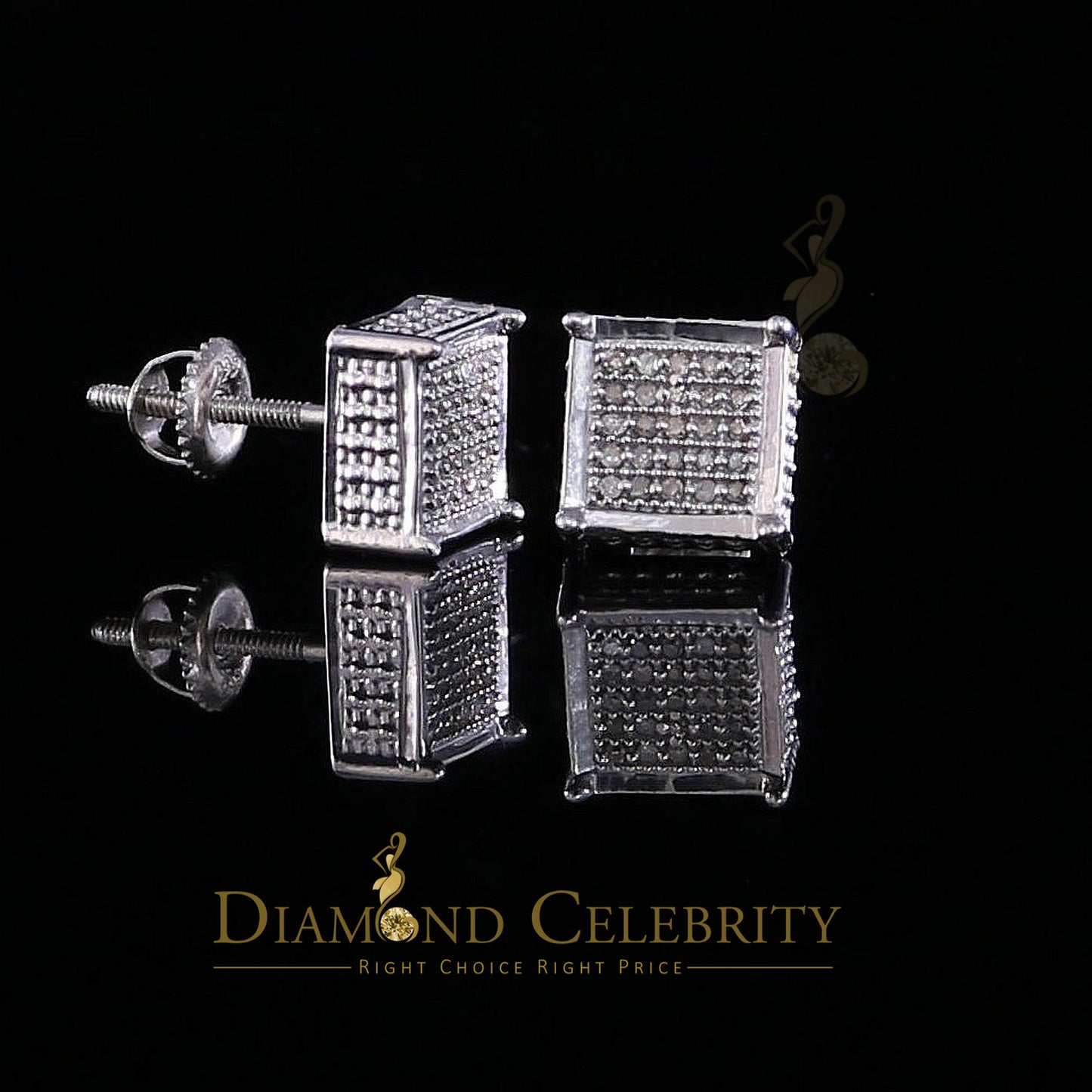 DiamondCelebritees 925 Sterling Silver 0.15ct Real Diamond For Women's & Men's White Stud Earrings
