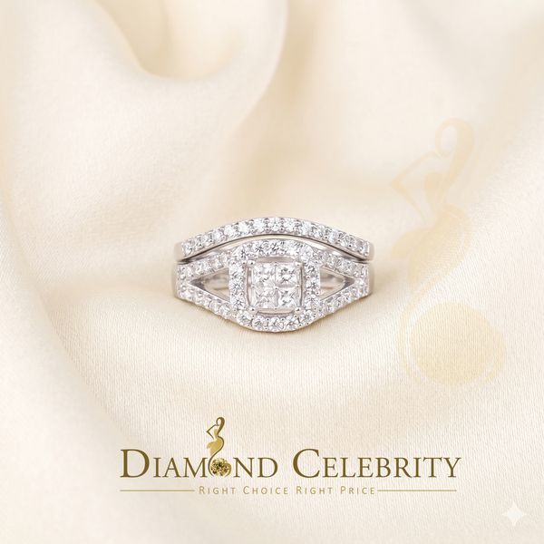 DiamondCelebritees 925 Sterling White Silver Square Cubic Zirconia 1.50ct Bridal Womens Ring Size 7