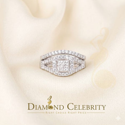 DiamondCelebritees 925 Sterling White Silver Square Cubic Zirconia 1.50ct Bridal Womens Ring Size 7