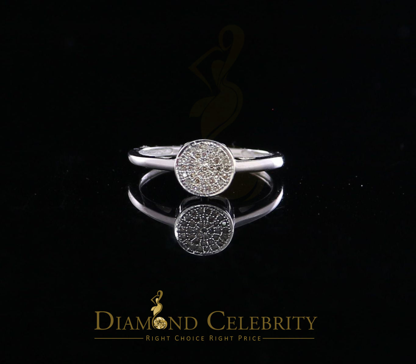 DiamondCelebritees 0.10CT Diamond 925 Sterling White Silver Round Engagement Womens Ring Size 7
