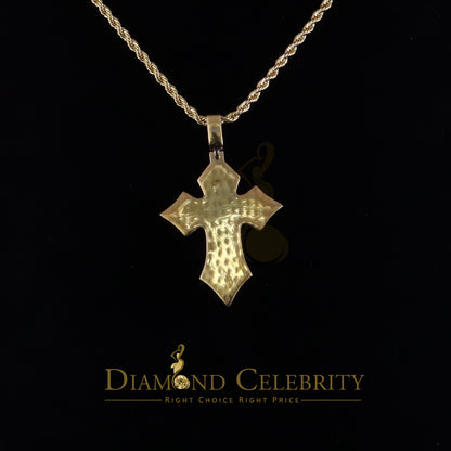 Diamondcelebritees Yellow Sterling Silver Charm Cross Pendant Men & Women 2.50ct VVS D Moissanite