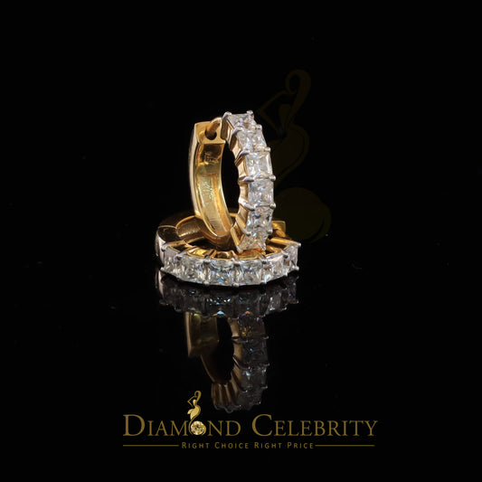 DiamondCelebritees 2.00ct Moissanite Princess Yellow 925 Sterling Silver Women's Hoop Earrings