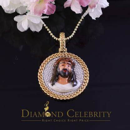 Diamondcelebritees 925 Sterling Silver 2.00ct W/Crushed Moissanite Yellow Jesus Charm Pendant