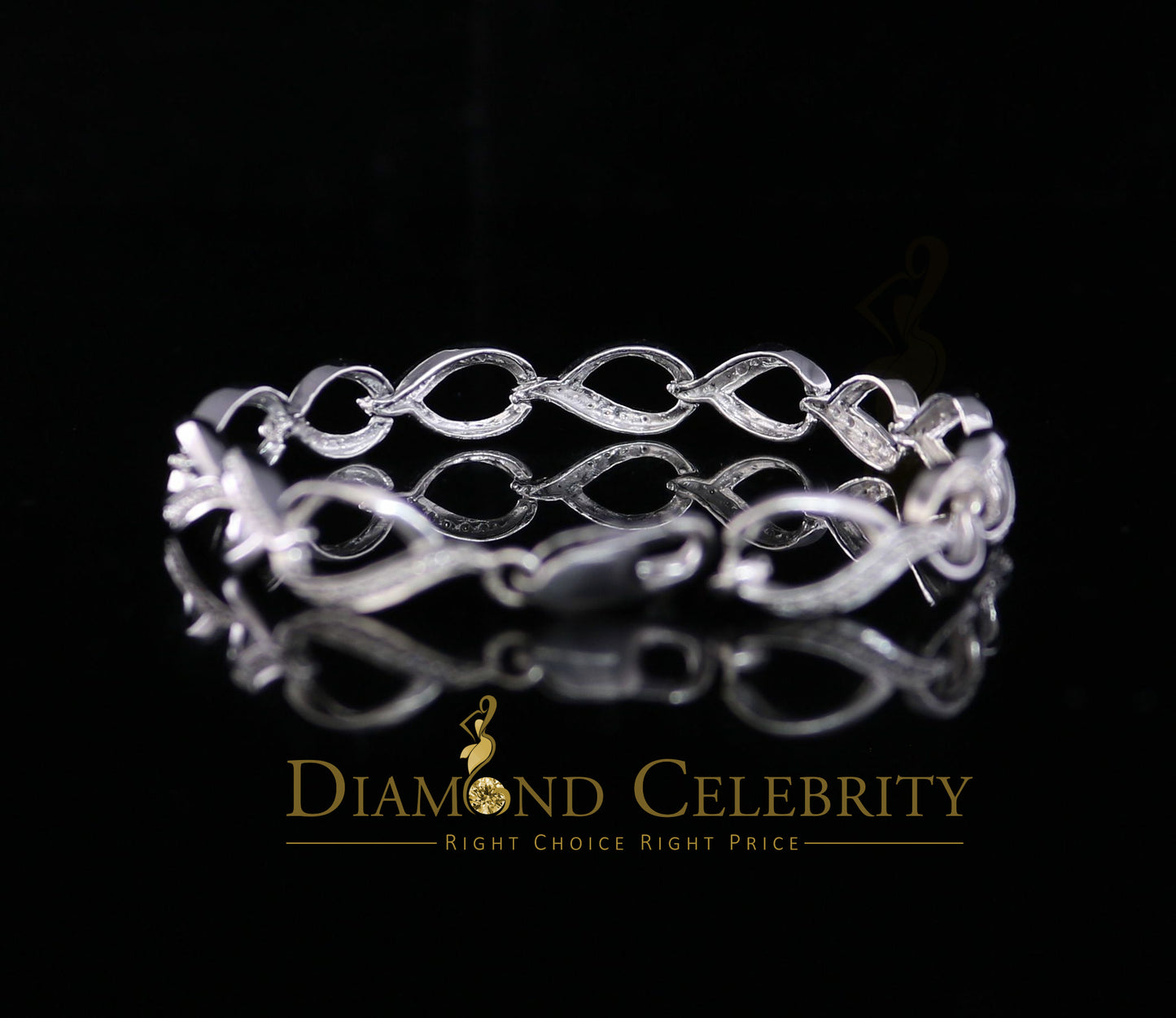 Diamondcelebritees 0.20CT Real Diamond 925 Sterling Silver White Fancy Bracelet Size 7 Inches