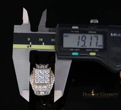 DiamondCelebritees 925 Sterling Yellow Silver 7.76ct Cubic Zirconia Square Engagement Women's Ring Size 9