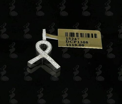 DiamondCelebritees White Ribbon Shape Pendant 925 Sterling Silver with 0.26ct Cubic Zirconia stone