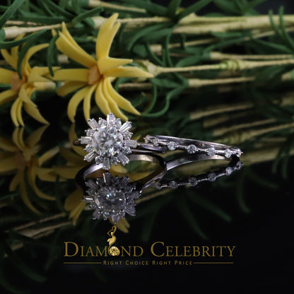 DiamondCelebritees New Womens 925 Silver White 1.25ct VVS 'D' Round Solitaire Moissanite Ring SZ 7