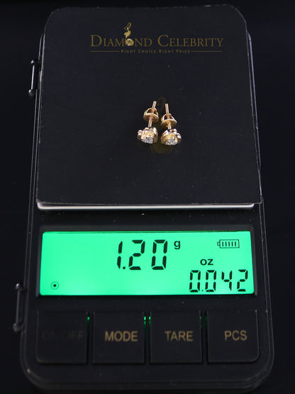 DiamondCelebritees 10K Real Yellow Gold with 0.05CT Real Diamonds Men's/Women's stud Heart Earrings