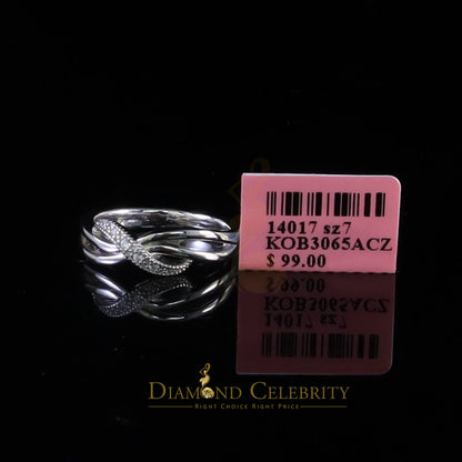 DiamondCelebritees 925 Silver White Cubic Zirconia 0.10ct Band Round Engangement Womens Ring Size 6