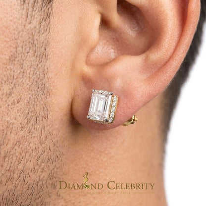 DiamondCelebritees Men's/Women's925 Silver Yellow 2.50ct VVS D Moissanite Emerald cut Stud Earrings