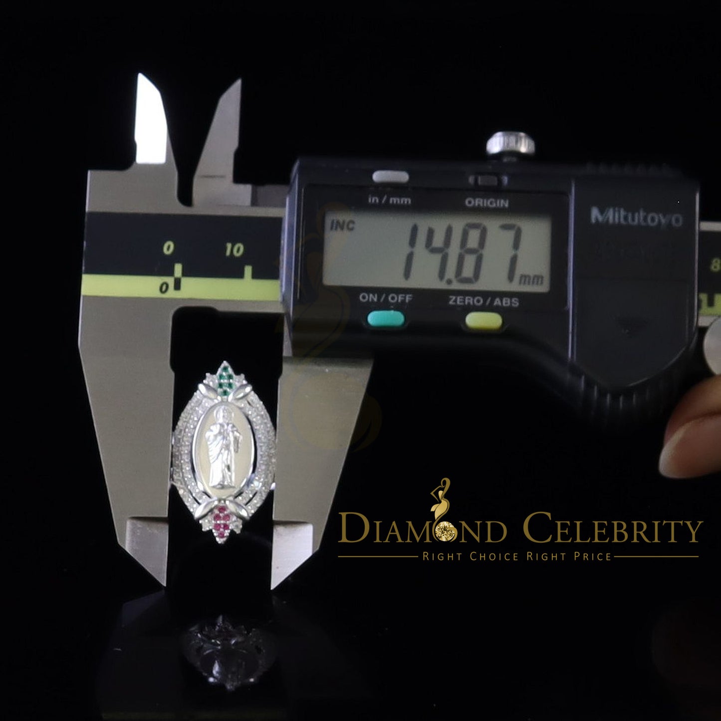 DiamondCelebritees White CZ 925 Sterling Silver Catholic St Jude Fancy Women's Religious Ring SZ 7