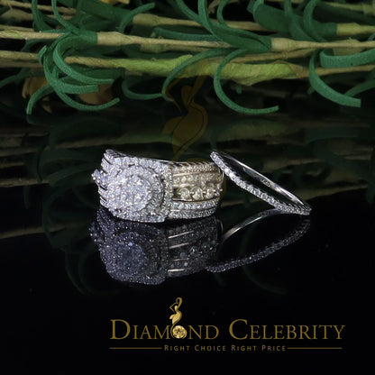 DiamondCelebritees White Sterling Silver 3.50ct Round Cubic Zirconia Double Bridal Womens Ring SZ7