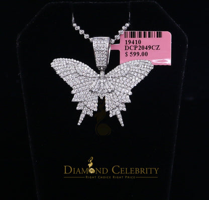 DiamondCelebritees White 925 Sterling Silver Butterfly Shape Pendant with 3.36ct Cubic Zirconia