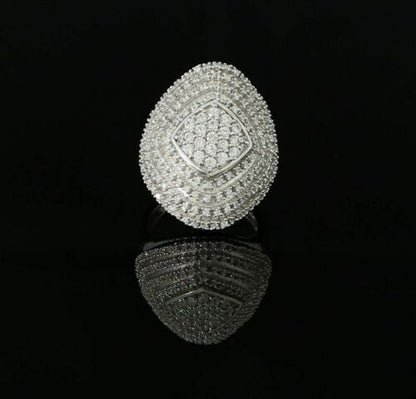 DiamondCelebritees 925 Sterling White Silver With Cubic Zirconia 1.67 ct Cocktail Ring Size 7.5