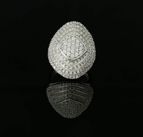 DiamondCelebritees 925 Sterling White Silver With Cubic Zirconia 1.67 ct Cocktail Ring Size 7.5
