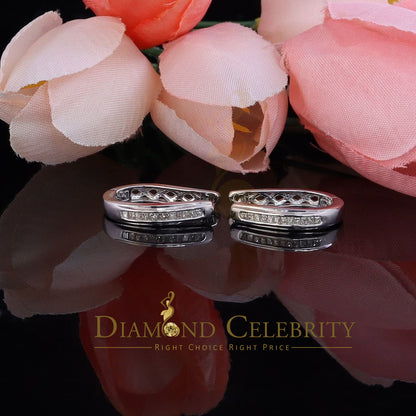DiamondCelebritees 0.33ct Diamond 925 Sterling Silver White Hoop Stud Earrings For Men's / Women's