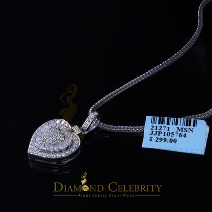 Diamondcelebritees  Women's White 925 Silver 1.00ct Moissanite Baguette & Round Heart Pendant