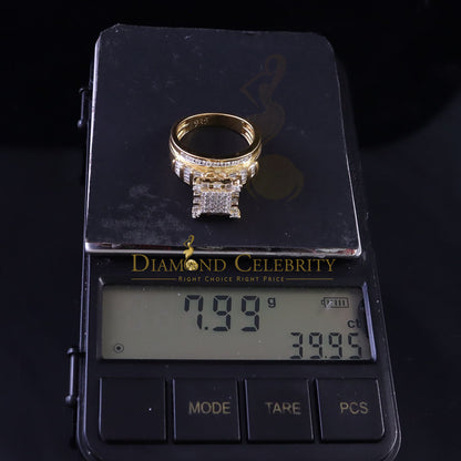 DiamondCelebritees 925 Yellow Square 2.34 ct Cubic Zirconia Silver Engagement Men's Ring Size 9