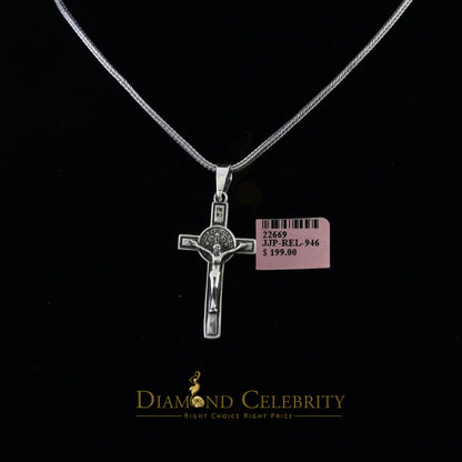 DiamondCelebritees 925 Sterling Silver Men's/Women's Jesus Cross Pendant White Religious