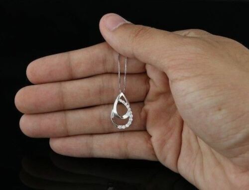 DiamondCelebritees Sterling White Silver Pear Fashion Pendant with 0.00ct Cubic Zirconia