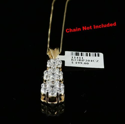DiamondCelebritees Tripple Flower Shape Yellow 925 Sterling Silver Pendant 5.83ct Cubic Zirconia