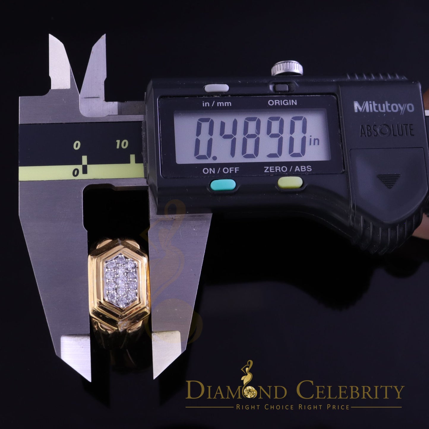 DiamondCelebritees 925 Sterling Yellow Silver 0.39ct Cubic Zirconia Hexagon Men Ring Size 9