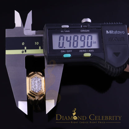 DiamondCelebritees 925 Sterling Yellow Silver 0.39ct Cubic Zirconia Hexagon Men Ring Size 9