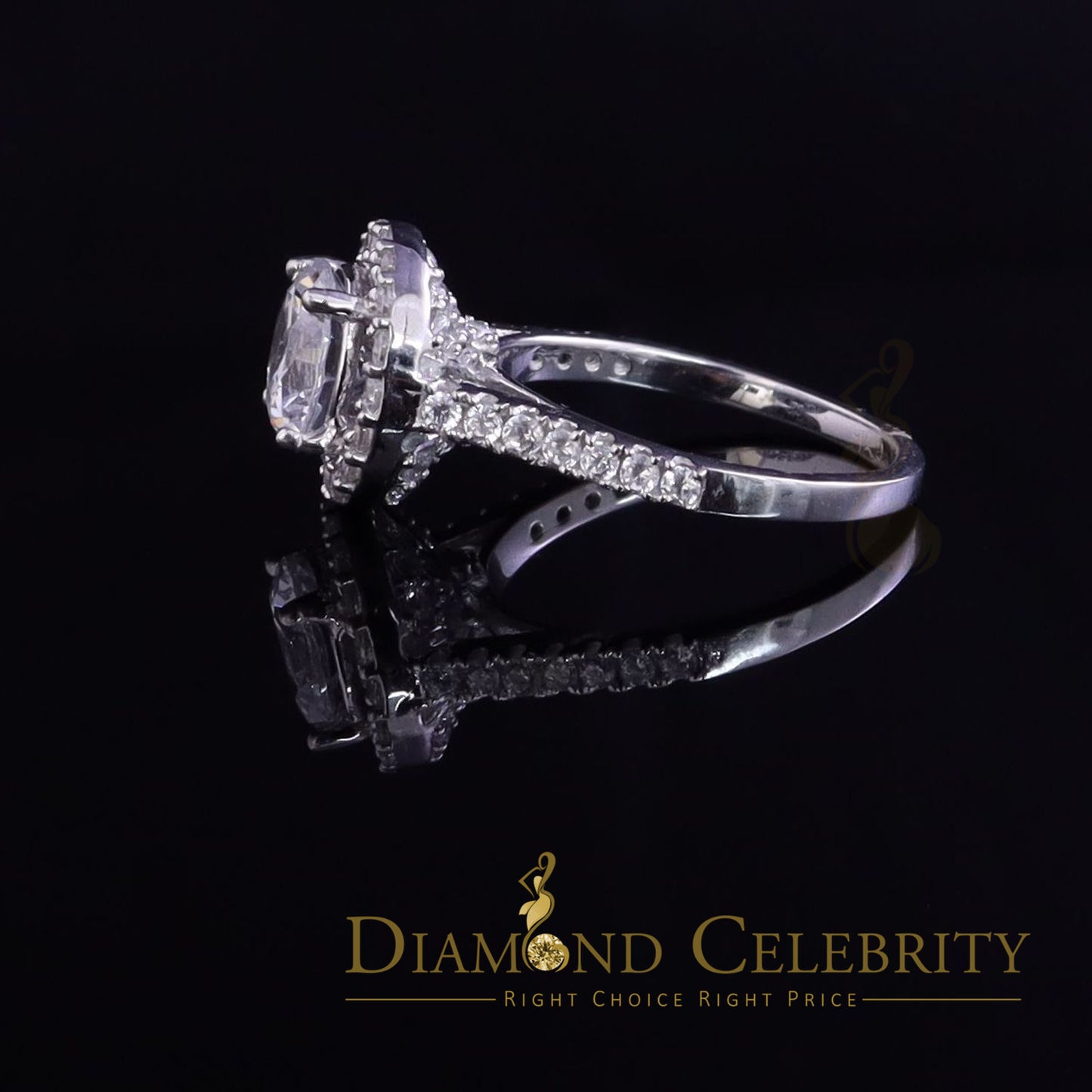 DiamondCelebritees 4.50ct Cubic Zirconia 925 White Silver Round Engagement Women's Ring Size 7