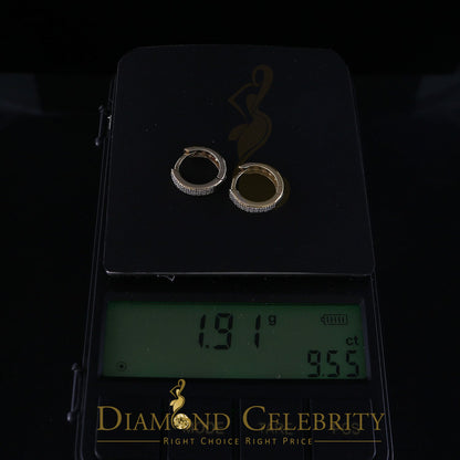 DiamondCelebritees 0.15ct Diamond 925 Sterling Silver Yellow Hoop Stud Earrings For Men's / Women's