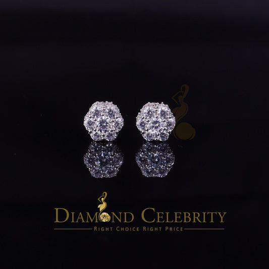 DiamondCelebritees  1.50ct Cubic Zirconia 925 White Silver Sterling Hip Hop Floral Women's Earrings