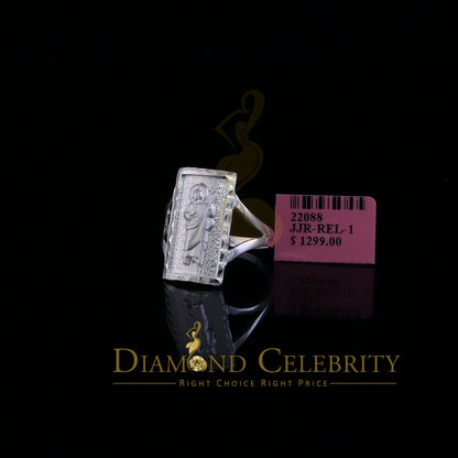 DiamondCelebritees Catholic White 925 Sterling Silver St Jude Fancy Women's Religious Ring SZ 9.5
