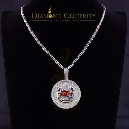 Diamondcelebritees  Gamble W/2.00ct Moissanite White 925 Silver Lucky 777 W/Dice Horse Shoes Pendant
