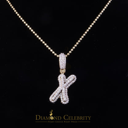 DiamondCelebritees Yellow Cursive 3D Alphabet Shape 925 Sterling Silver Cubic Zirconia Pendant