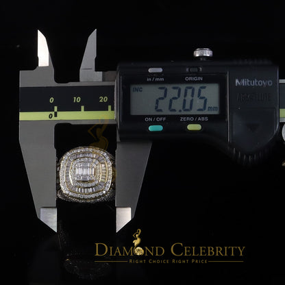 DiamondCelebritees Men's 925 Sterling Silver 5.50ct VVS 'D' Moissanite Yellow Round Rings Size 10