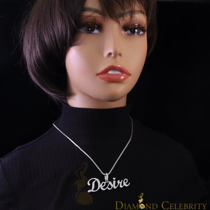 DiamondCelebritees White Desire Letter 925 Sterling Silver Pendant 2.49ct Cubic Zirconia stone