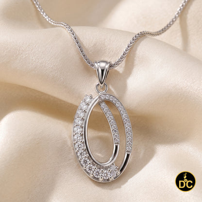 DiamondCelebritees 925 Silver 1.32ct Cubic Zirconia Double Oval Interlocking 1 inch Pendant