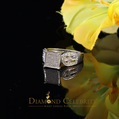 DiamondCelebritees 0.10CT Real Diamond 925 White Silver Engagement Womens Square Ring SZ 7