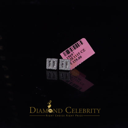 DiamondCelebritees  925 Sterling White Silver 1.03ct Cubic Zirconia Square Women's Stud Earrings