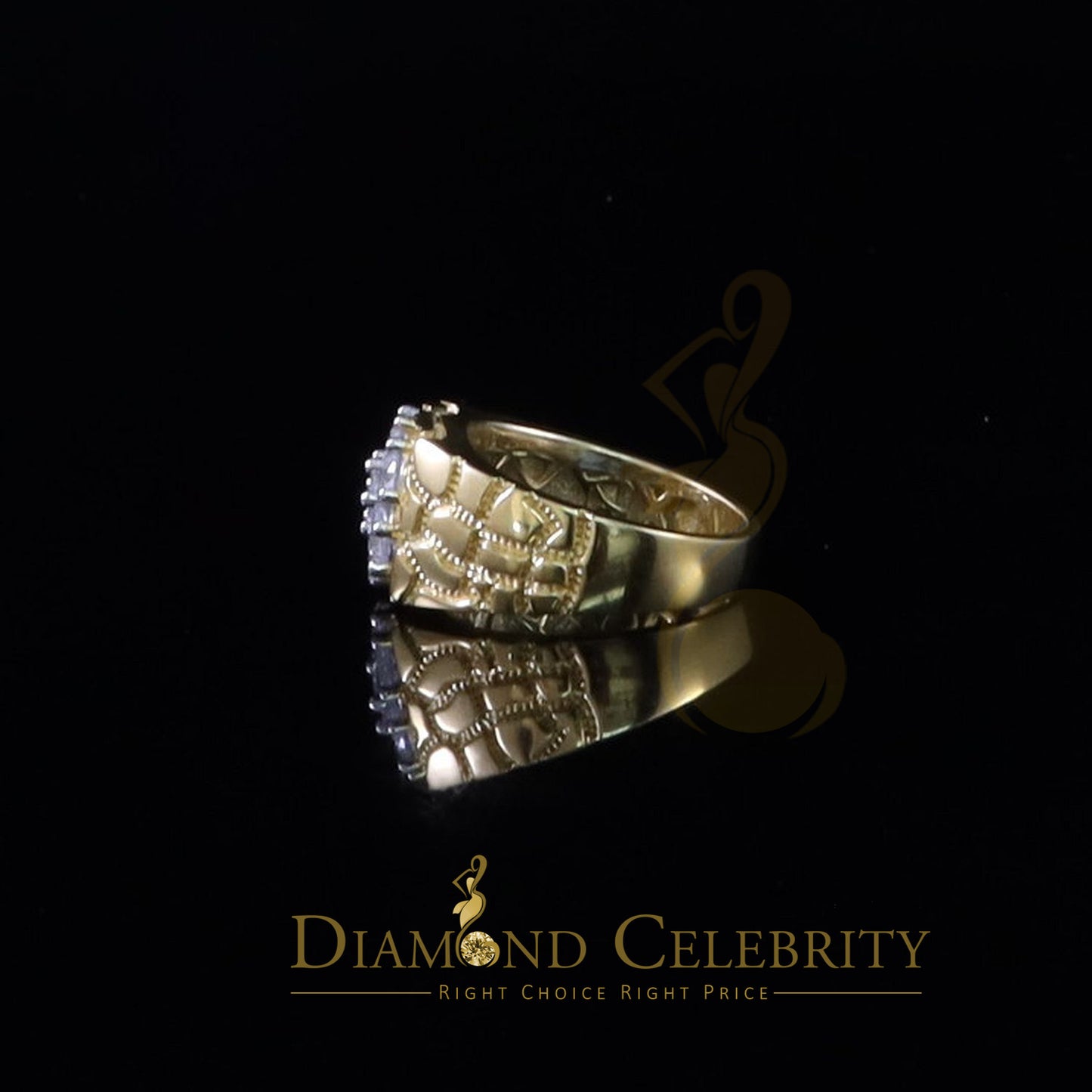 DiamondCelebritees 925 Yellow Sterling Silver 2.34ct Cubic Zirconia Promise Flower Ring Size 9