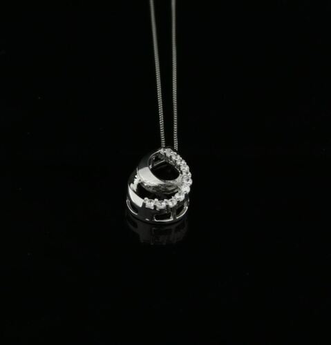 DiamondCelebritees Sterling White Silver Pear Fashion Pendant with 0.00ct Cubic Zirconia